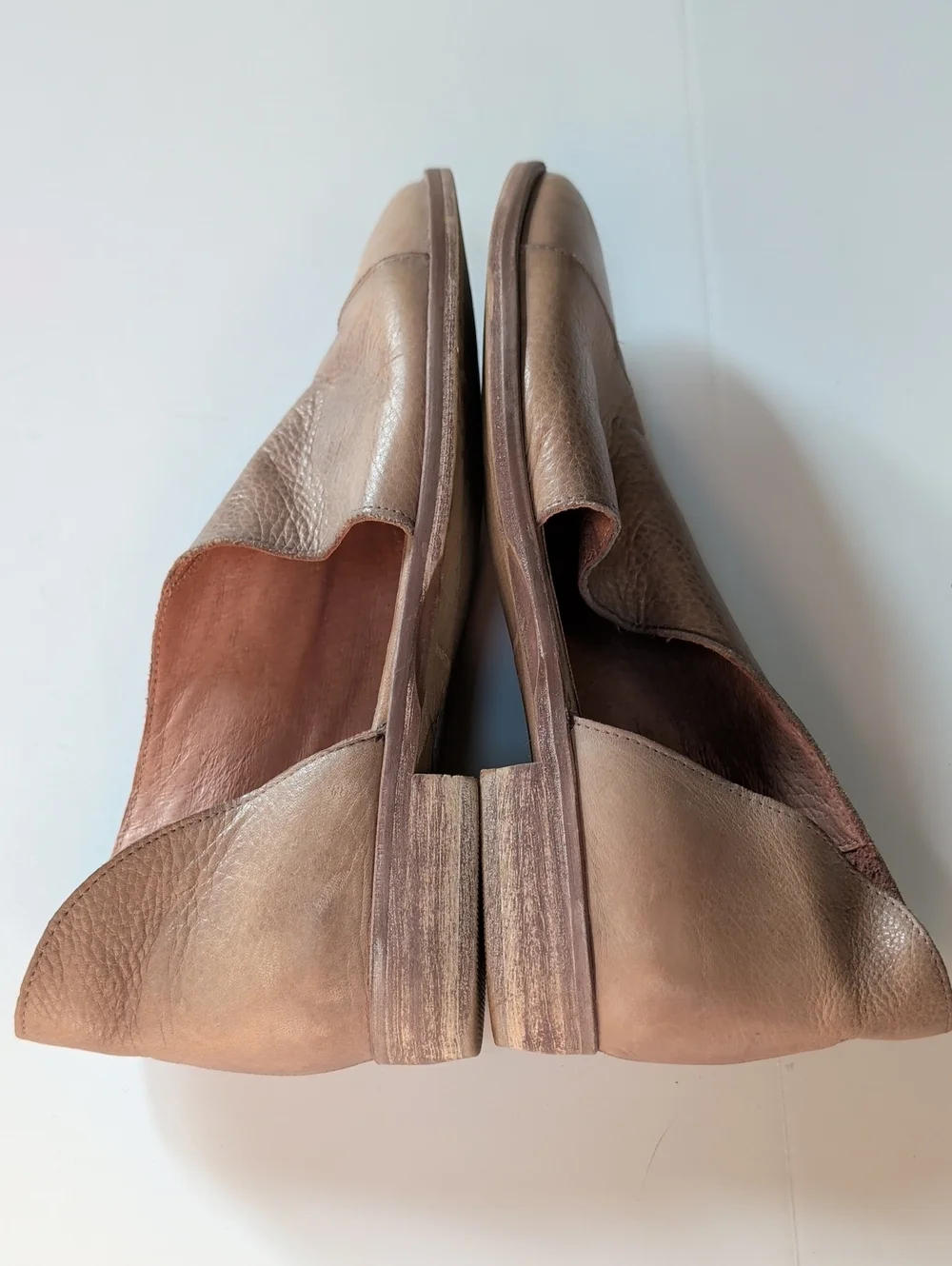 Free People, Royale, Tan D'Orsay Leather Flats. Size 8.5